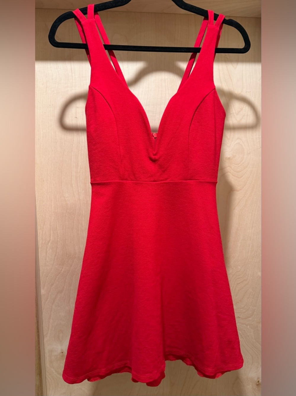 Lulu's Bold Red V-Neck Fit & Flare Dress Size Small